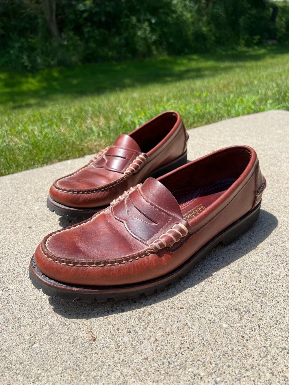 Men's 10 Brown Sewn Leather Penny Loafers Lasting Quality Materials Made in USA